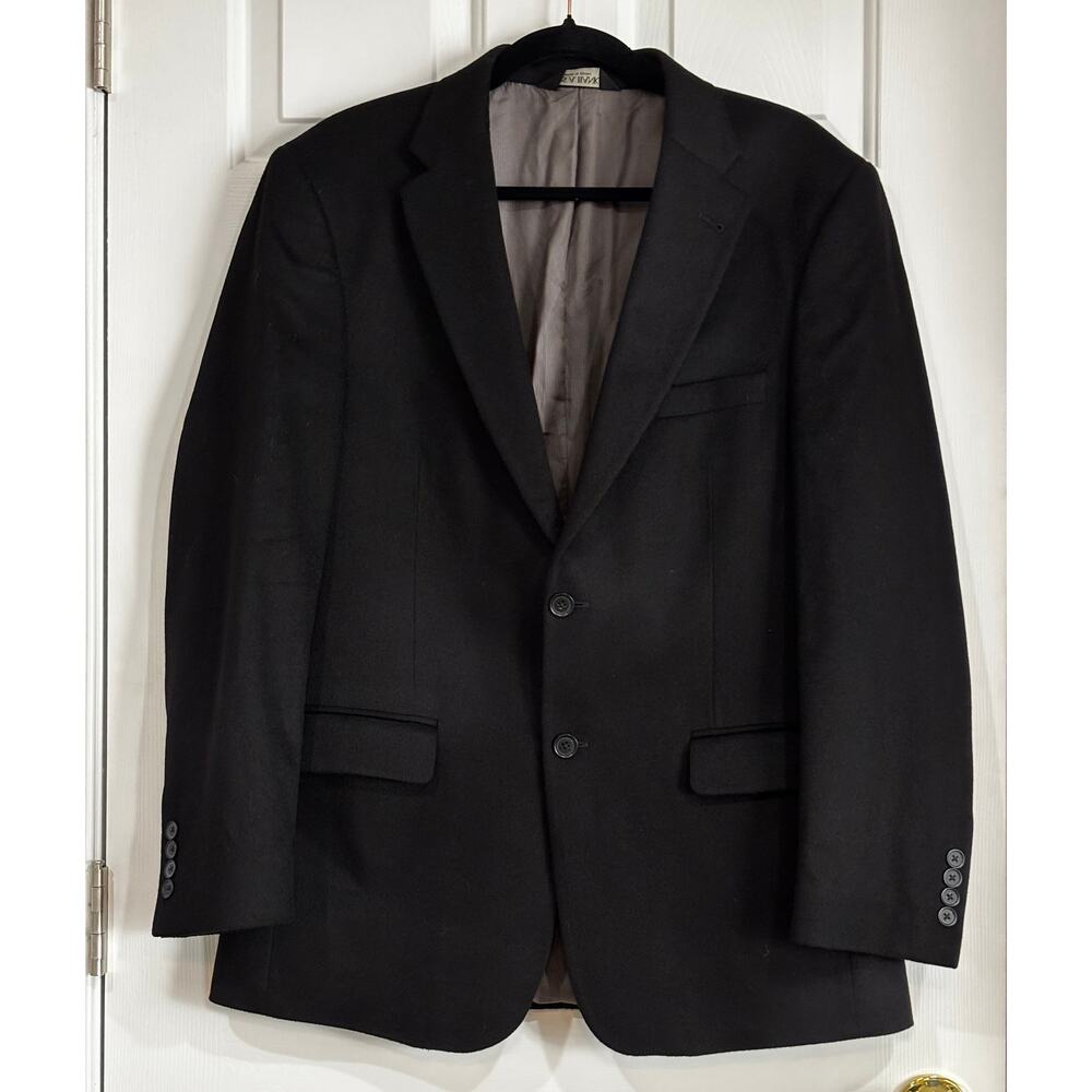 Jos A Bank 41R 100% Cashmere Mens Suit Sports Coat 2 Button Black Lined Blazer